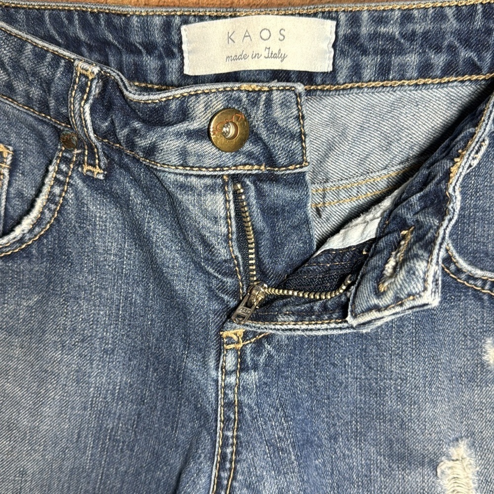Kaos Made in Italy Distressed Denim Shorts size 26 - Picture 6 of 9